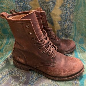 Frye “Veronica” Combat Style Lace up Leather Boot